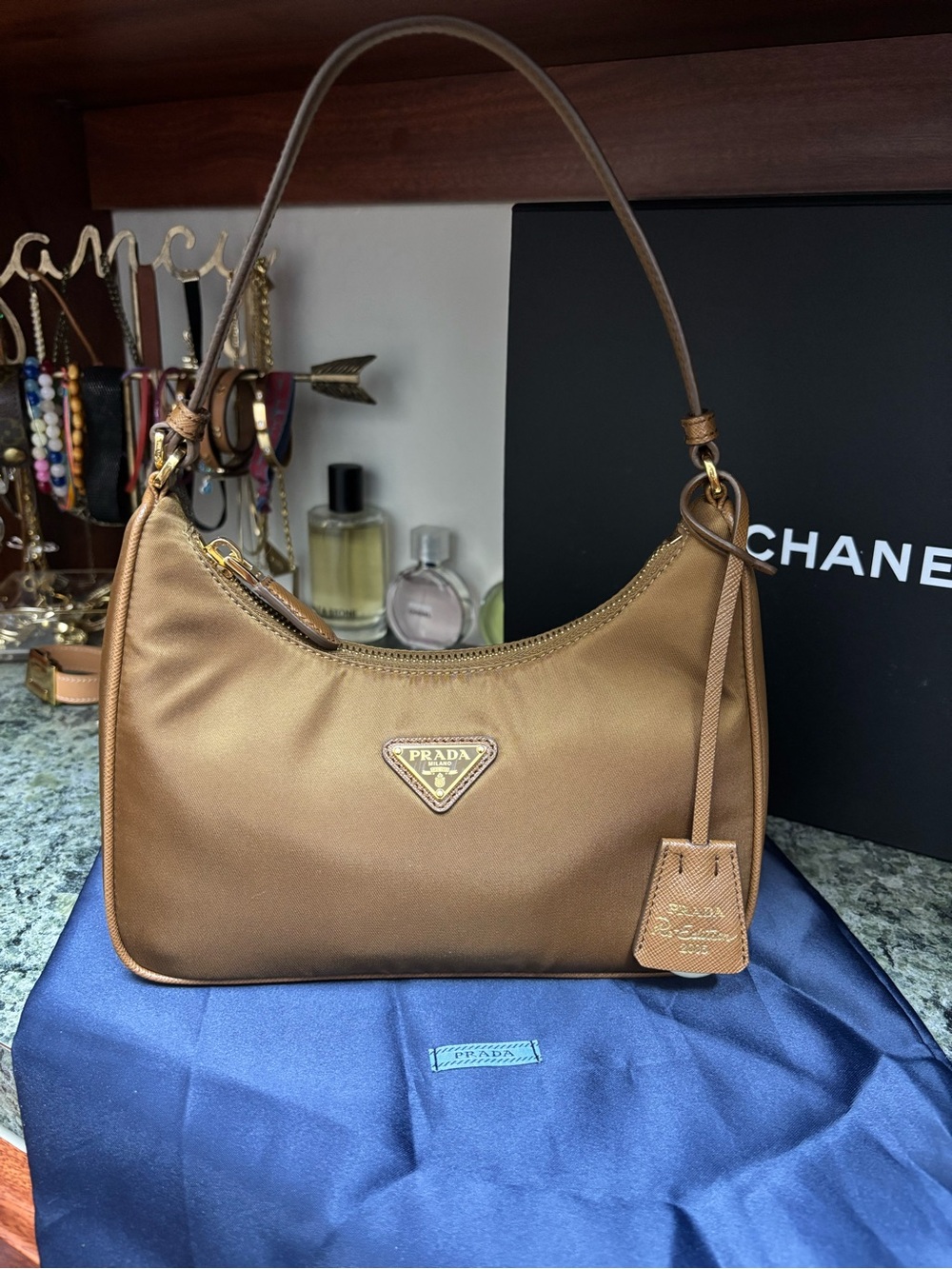Prada Brown Re-Nylon Shoulder Bag re-edition Brown